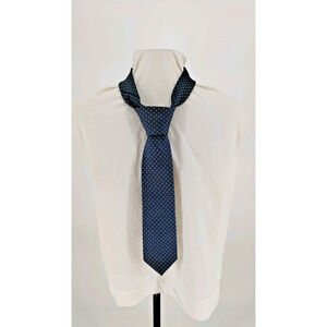 Munich Accessories Men's Gray Blue Neck Tie 59 x 3" Geometric Micro Fiber Fabric